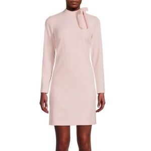 Calvin Klein Long-Sleeve Blush Tie-Neck Shift Dress 6 NWT